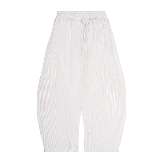 Vertical Stripe Drawstring Barrel Pants