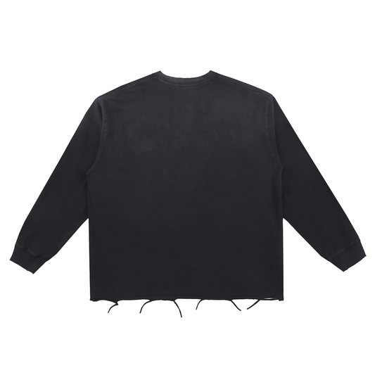 Snow Wash Raw Edge Cotton T-Shirt