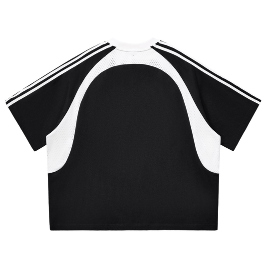 Contrast Stripes Panel Mesh T-shirt