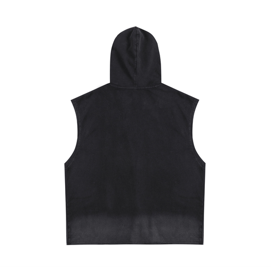 Vintage Washed Zip-Up Hooded Tank Top