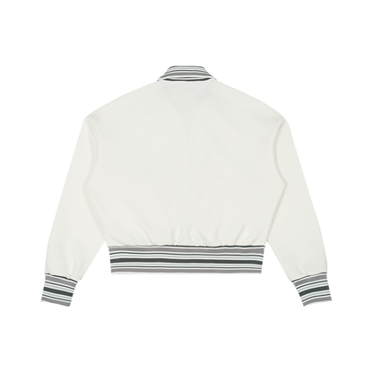 Striped Rib Collar Zip Jacket