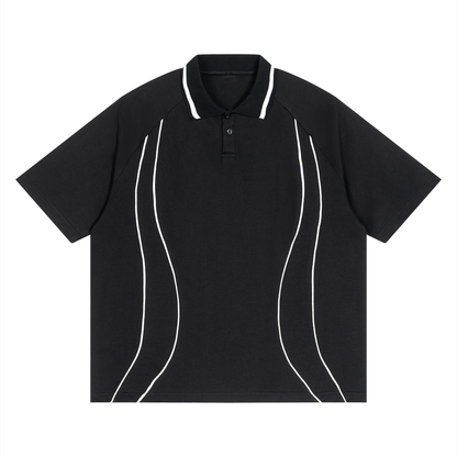Unisex Raglan Piping Polo Shirt
