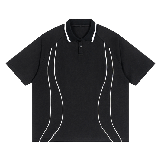 Unisex Raglan Piping Polo Shirt