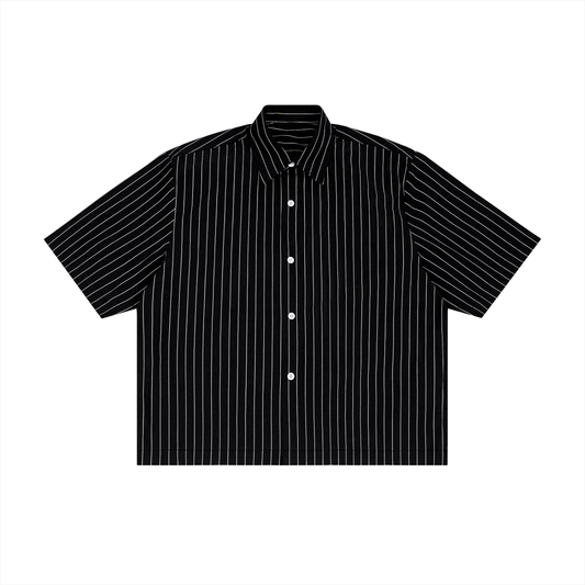 Unisex Striped Boxy Button-Up Shirt