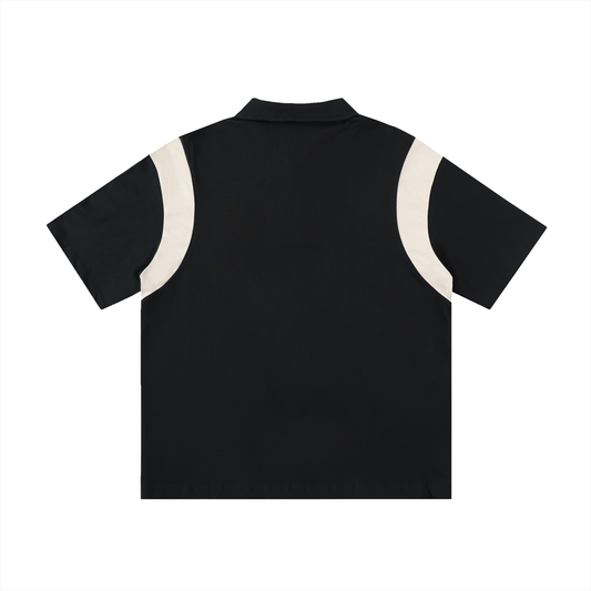 Contrast Panel Cotton Polo Shirt