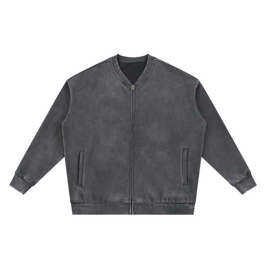 Vintage Washed Fleece Baseball Jacket