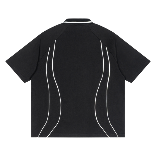 Unisex Raglan Piping Polo Shirt