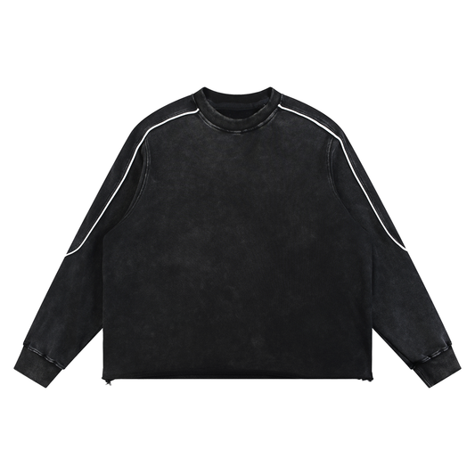 Mineral Wash Piping Raw Hem Sweatshirt