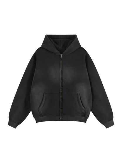 Sunfade Two-way Zipper Boxy Fleece Hoodie