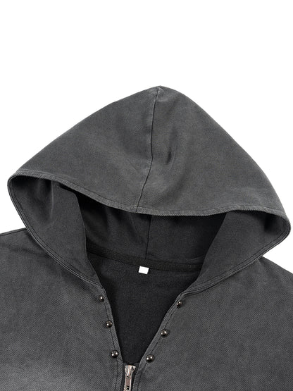 Vintage Washed Zip-Up Hooded Tank Top
