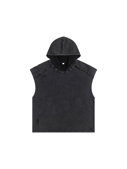 Snow Washed Boxy Hooded Tank Top
