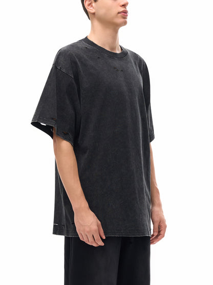 Heavyweight Snow Washed Hand-Frayed T-Shirt