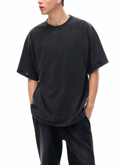 Heavyweight Snow Washed Hand-Frayed T-Shirt