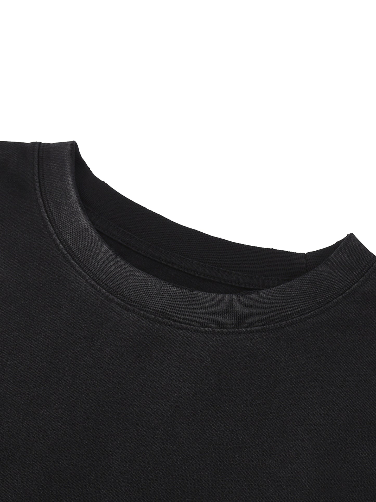 Snow Wash Raw Edge Cotton T-Shirt