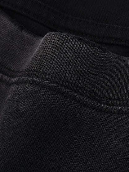 Snow Wash Raw Edge Cotton T-Shirt