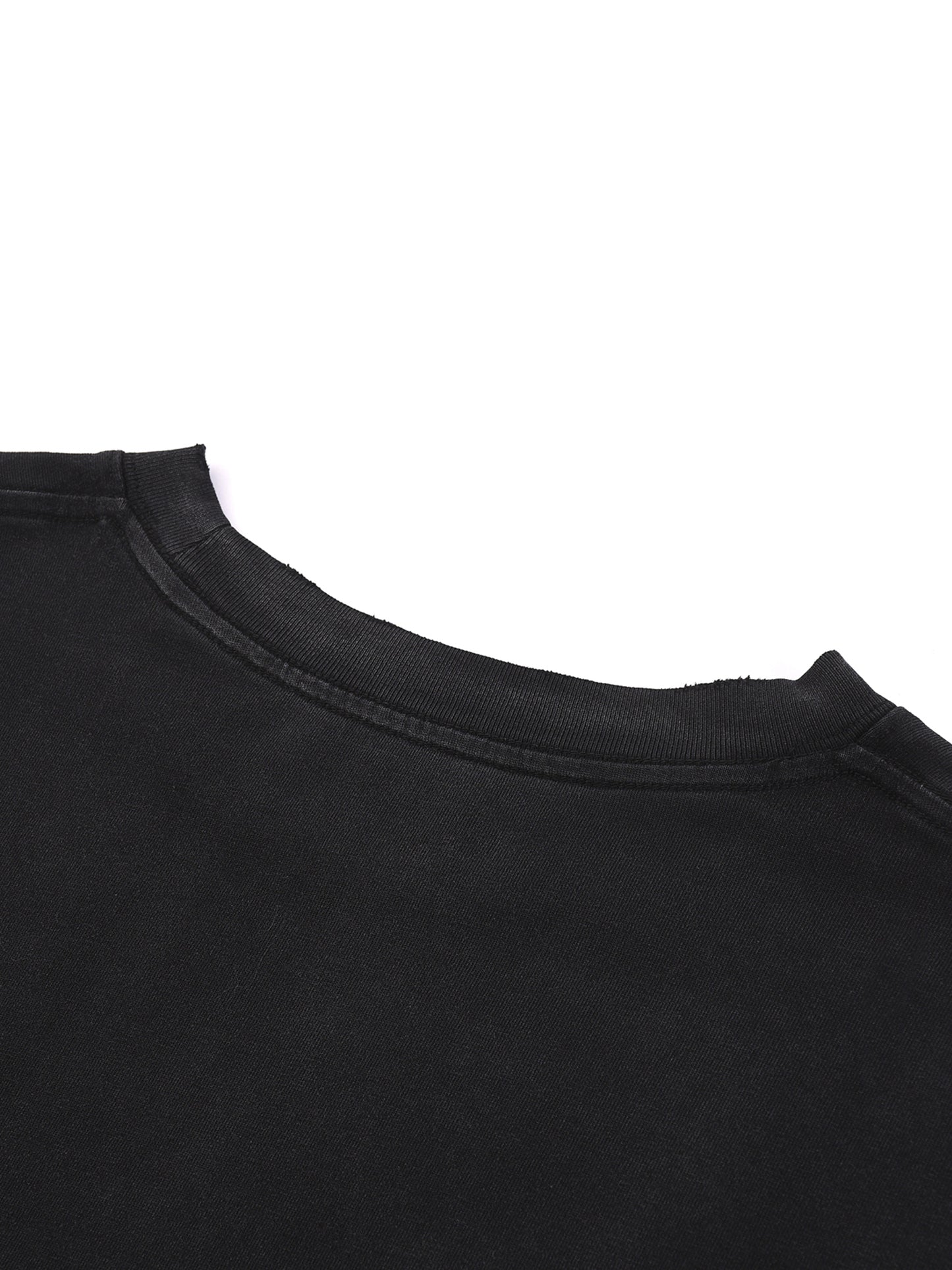 Snow Wash Raw Edge Cotton T-Shirt
