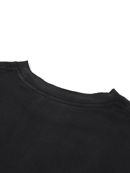 Snow Wash Raw Edge Cotton T-Shirt