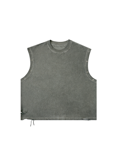 Distressed Grommet Eyelet Tank Top