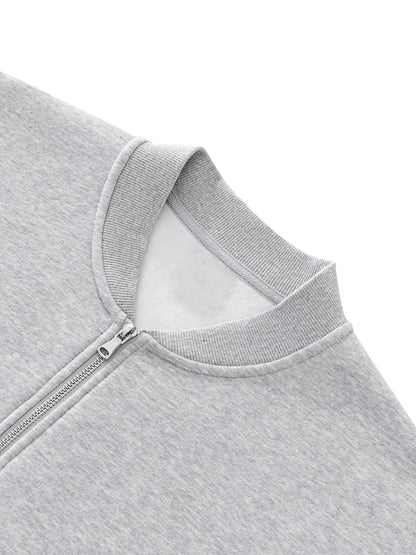 Essential Zip-Up Fleeced Varsity Jacket