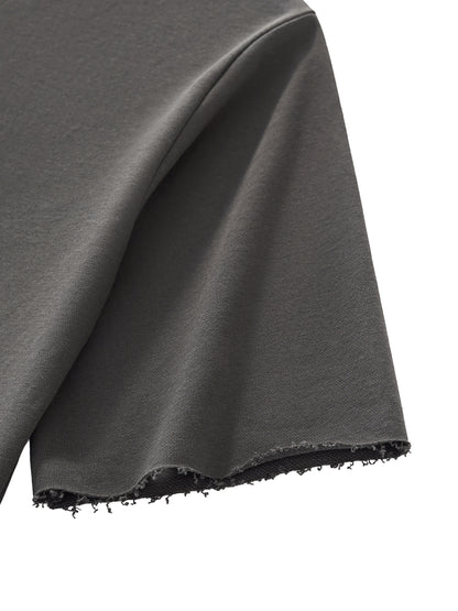 Boxy Half-Sleeve Raw-Edge T-Shirt