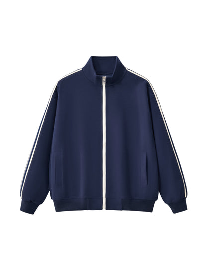 Contrast Side-Stripe Stand Collar  Jacket