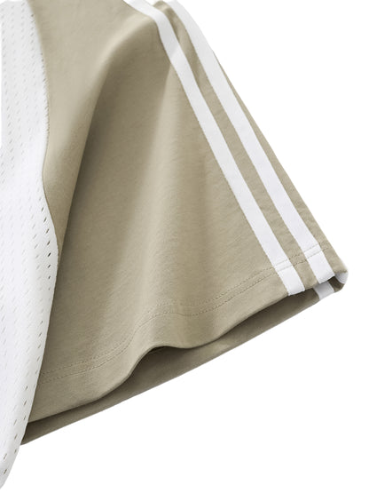 Contrast Stripes Panel Mesh T-shirt