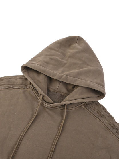 Snow Washed Tape Raw Edge Hoodie