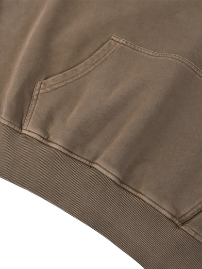 Snow Washed Tape Raw Edge Hoodie