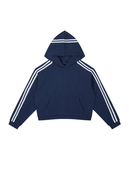 Contrast Side Stripe Cropped Hoodie