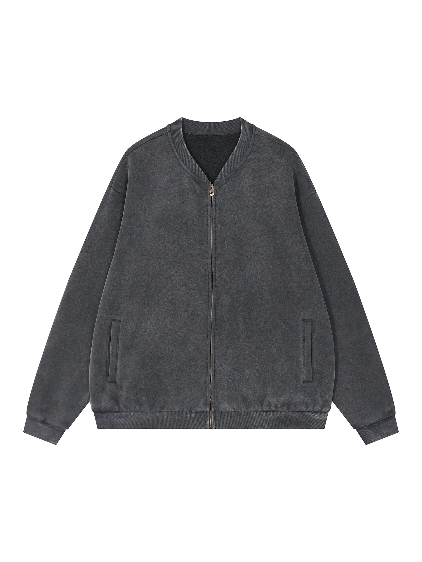 Vintage Washed Fleece Baseball Jacket