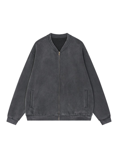 Vintage Washed Fleece Baseball Jacket