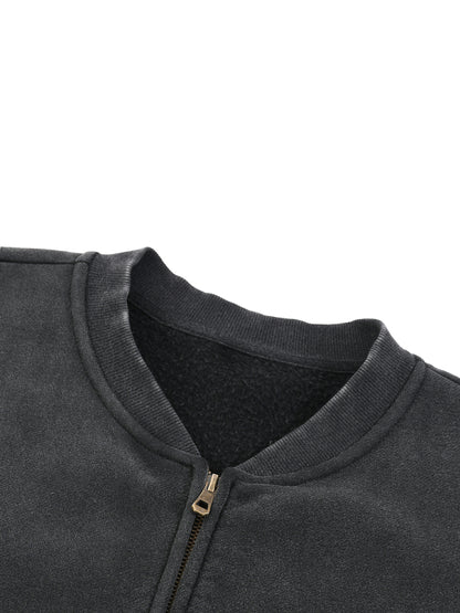 Vintage Washed Fleece Baseball Jacket